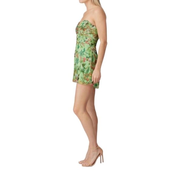Jay Godfrey Strapless Romper Shorts Outfit sz 6 Floral Greenery Roses Flowers - Picture 3 of 16